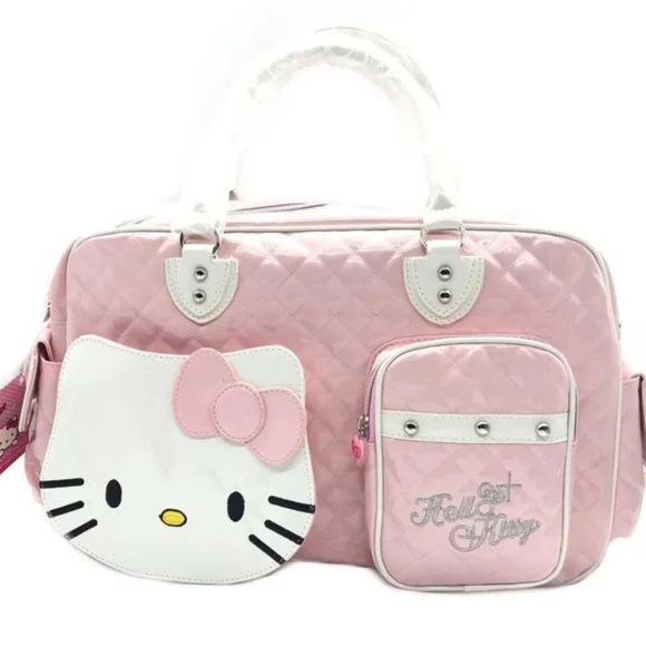 Hello Kitty Sanrio Travel Bag Hand Carry Luggage Cute Gym Bag Kawaii Y2K Pink - Picture 10 of 14